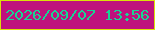 文字の大きさ：2、枠の色：dae109、背景の色：bf127d、文字の色：17d594 無料ブログパーツのブログ時計