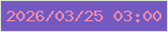 文字の大きさ：4、枠の色：dae3ce、背景の色：7459c1、文字の色：ef8dab 無料ブログパーツのブログ時計