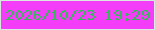 文字の大きさ：5、枠の色：dae8e0、背景の色：f33df9、文字の色：34ba58 無料ブログパーツのブログ時計