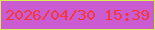文字の大きさ：4、枠の色：daee50、背景の色：ca5bd0、文字の色：f3383a 無料ブログパーツのブログ時計