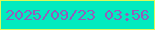 文字の大きさ：3、枠の色：dafa59、背景の色：01ebbf、文字の色：945dba 無料ブログパーツのブログ時計