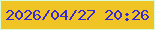 文字の大きさ：5、枠の色：dafad8、背景の色：f1c425、文字の色：3929d4 無料ブログパーツのブログ時計