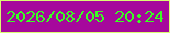 文字の大きさ：4、枠の色：dafb72、背景の色：a6089c、文字の色：3afc23 無料ブログパーツのブログ時計