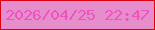 文字の大きさ：3、枠の色：db0215、背景の色：e68dcb、文字の色：ee52c0 無料ブログパーツのブログ時計