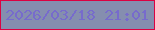 文字の大きさ：3、枠の色：db0242、背景の色：858eaf、文字の色：776bcc 無料ブログパーツのブログ時計