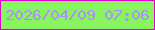 文字の大きさ：2、枠の色：db02ce、背景の色：87f460、文字の色：aa90f7 無料ブログパーツのブログ時計