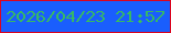 文字の大きさ：4、枠の色：db041f、背景の色：1a5efd、文字の色：37b865 無料ブログパーツのブログ時計