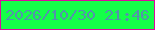 文字の大きさ：4、枠の色：db0a9d、背景の色：14ff48、文字の色：5394ab 無料ブログパーツのブログ時計