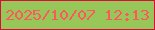 文字の大きさ：2、枠の色：db0c3b、背景の色：97c758、文字の色：fe575c 無料ブログパーツのブログ時計