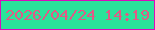 文字の大きさ：4、枠の色：db0cbc、背景の色：2be39a、文字の色：e15986 無料ブログパーツのブログ時計