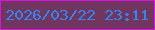 文字の大きさ：5、枠の色：db10e2、背景の色：713660、文字の色：3584f2 無料ブログパーツのブログ時計