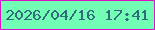 文字の大きさ：5、枠の色：db12c6、背景の色：72feb4、文字の色：316c7b 無料ブログパーツのブログ時計
