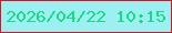 文字の大きさ：4、枠の色：db1322、背景の色：9df0f1、文字の色：1ed787 無料ブログパーツのブログ時計