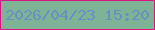 文字の大きさ：3、枠の色：db1483、背景の色：7eb395、文字の色：678fc1 無料ブログパーツのブログ時計