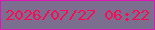 文字の大きさ：1、枠の色：db19b2、背景の色：7b6e8f、文字の色：fa0b55 無料ブログパーツのブログ時計