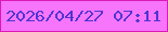 文字の大きさ：5、枠の色：db19b5、背景の色：f675fa、文字の色：5035d2 無料ブログパーツのブログ時計