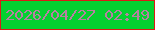 文字の大きさ：2、枠の色：db1b16、背景の色：04d130、文字の色：b780a2 無料ブログパーツのブログ時計