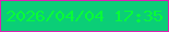 文字の大きさ：3、枠の色：db22b4、背景の色：0bce77、文字の色：07fc38 無料ブログパーツのブログ時計