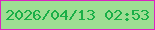 文字の大きさ：3、枠の色：db24c0、背景の色：9ede93、文字の色：1aaf47 無料ブログパーツのブログ時計