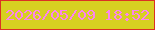 文字の大きさ：1、枠の色：db3123、背景の色：d7d021、文字の色：fc85ee 無料ブログパーツのブログ時計