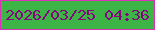 文字の大きさ：2、枠の色：db31b8、背景の色：3cb546、文字の色：86067d 無料ブログパーツのブログ時計