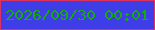 文字の大きさ：4、枠の色：db325e、背景の色：3e3de8、文字の色：15ac07 無料ブログパーツのブログ時計
