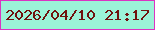 文字の大きさ：4、枠の色：db34c2、背景の色：9bf3d7、文字の色：70120e 無料ブログパーツのブログ時計