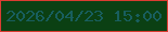 文字の大きさ：4、枠の色：db3c32、背景の色：0b4013、文字の色：185e5e 無料ブログパーツのブログ時計