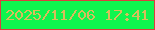文字の大きさ：5、枠の色：db3e3e、背景の色：0ff54e、文字の色：d9bd5b 無料ブログパーツのブログ時計