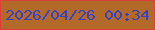 文字の大きさ：4、枠の色：db3f3b、背景の色：b36a28、文字の色：3742c5 無料ブログパーツのブログ時計