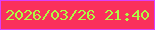 文字の大きさ：1、枠の色：db3ffa、背景の色：fa305c、文字の色：aefb42 無料ブログパーツのブログ時計