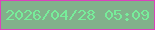 文字の大きさ：2、枠の色：db42bc、背景の色：82b18b、文字の色：77ed9a 無料ブログパーツのブログ時計