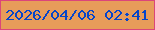 文字の大きさ：2、枠の色：db457a、背景の色：e79c5a、文字の色：0545ca 無料ブログパーツのブログ時計
