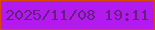 文字の大きさ：2、枠の色：db4603、背景の色：b31aee、文字の色：63207c 無料ブログパーツのブログ時計