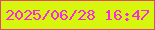 文字の大きさ：5、枠の色：db4977、背景の色：d6f60d、文字の色：f728dd 無料ブログパーツのブログ時計