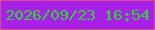 文字の大きさ：4、枠の色：db4c8b、背景の色：a721e8、文字の色：32d434 無料ブログパーツのブログ時計