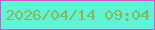 文字の大きさ：4、枠の色：db4fd7、背景の色：60f4d5、文字の色：84b65e 無料ブログパーツのブログ時計