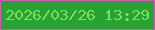 文字の大きさ：5、枠の色：db56bc、背景の色：29a234、文字の色：79e162 無料ブログパーツのブログ時計