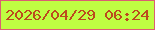 文字の大きさ：1、枠の色：db5f72、背景の色：bffe42、文字の色：bc4a1e 無料ブログパーツのブログ時計