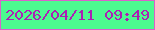 文字の大きさ：5、枠の色：db60cb、背景の色：4cfa8f、文字の色：ac1fb4 無料ブログパーツのブログ時計