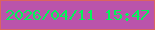 文字の大きさ：1、枠の色：db645f、背景の色：ba54ab、文字の色：02f559 無料ブログパーツのブログ時計