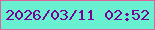 文字の大きさ：3、枠の色：db649a、背景の色：69f0d1、文字の色：770296 無料ブログパーツのブログ時計