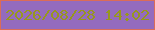 文字の大きさ：1、枠の色：db6c58、背景の色：946bbe、文字の色：97971e 無料ブログパーツのブログ時計