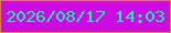 文字の大きさ：5、枠の色：db813c、背景の色：ce0ae4、文字の色：16f1ad 無料ブログパーツのブログ時計