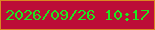 文字の大きさ：4、枠の色：db8722、背景の色：bc0d37、文字の色：1fe720 無料ブログパーツのブログ時計