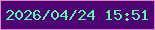 文字の大きさ：1、枠の色：db8ad2、背景の色：4e0373、文字の色：61f4ab 無料ブログパーツのブログ時計