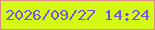 文字の大きさ：3、枠の色：db8b8d、背景の色：d4f915、文字の色：7655e1 無料ブログパーツのブログ時計