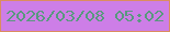 文字の大きさ：2、枠の色：db8d5f、背景の色：cd7ee7、文字の色：58997e 無料ブログパーツのブログ時計