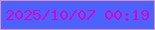 文字の大きさ：4、枠の色：db8eb7、背景の色：4c62fd、文字の色：db00cf 無料ブログパーツのブログ時計