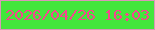 文字の大きさ：5、枠の色：db96b9、背景の色：43e63c、文字の色：f5468e 無料ブログパーツのブログ時計
